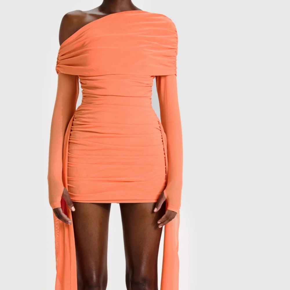 Chic Orange One-Shoulder Bodycon Mini Dress